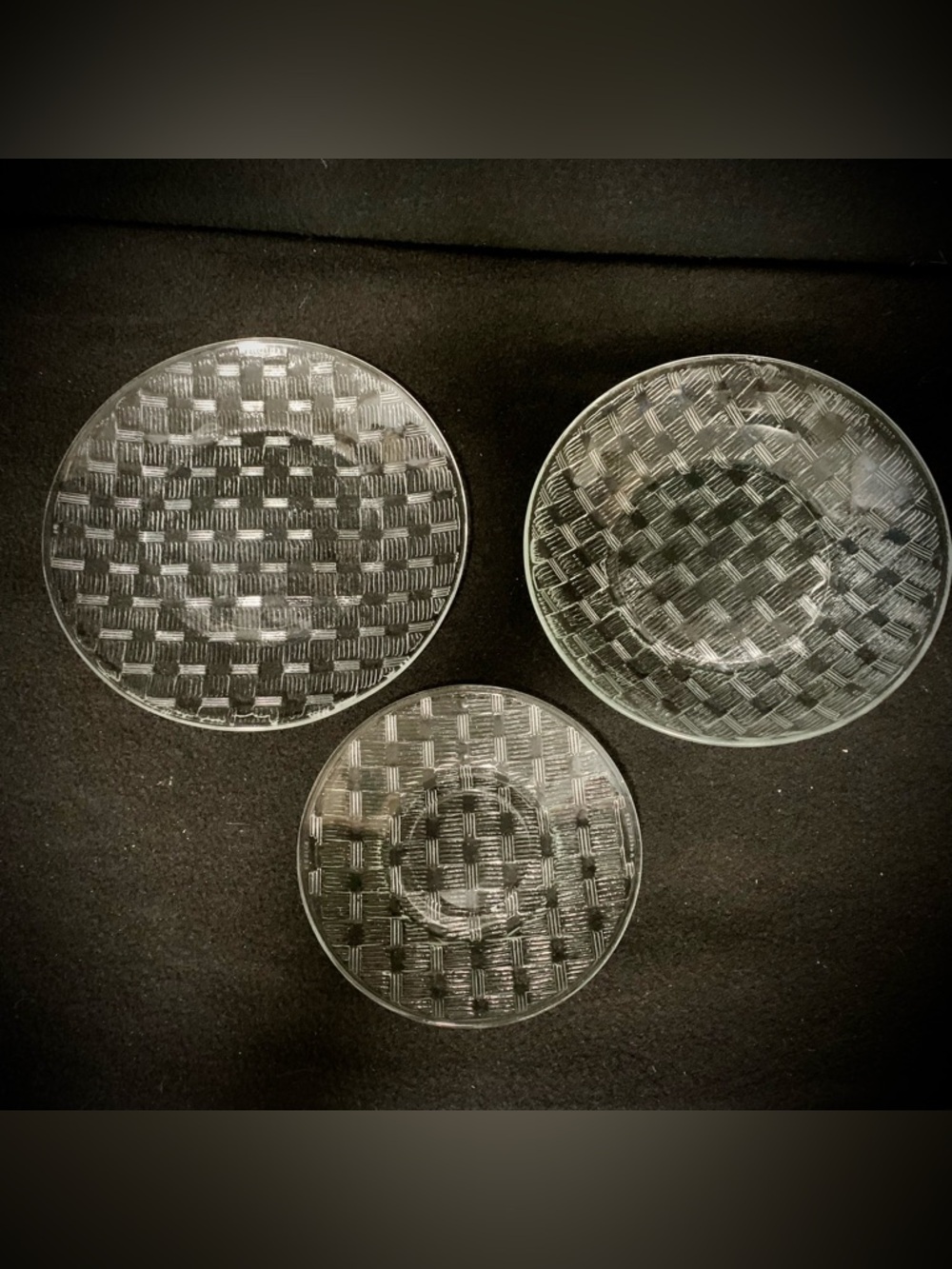 Vintage Forte Crisa Basketweave Glass Salad Plates Set (3) Mexico